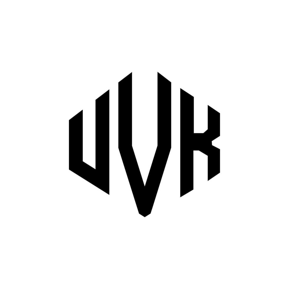 création de logo de lettre uvk avec forme de polygone. création de logo en forme de polygone et de cube uvk. modèle de logo vectoriel uvk hexagone couleurs blanches et noires. monogramme uvk, logo d'entreprise et immobilier.