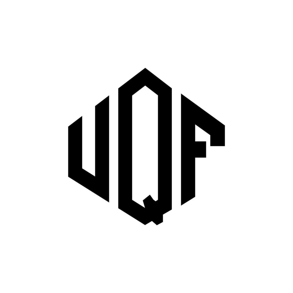 création de logo de lettre uqf avec forme de polygone. création de logo en forme de polygone et de cube uqf. modèle de logo vectoriel hexagone uqf couleurs blanches et noires. monogramme uqf, logo commercial et immobilier.