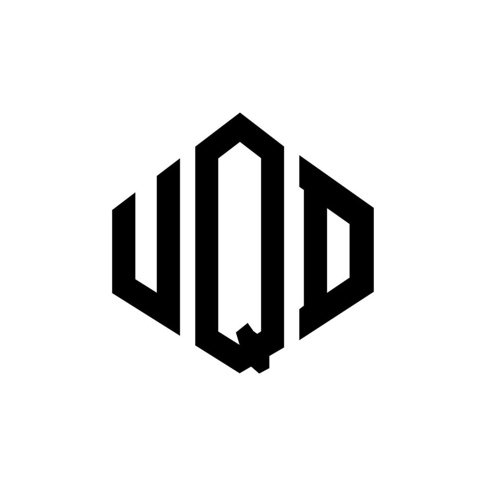 création de logo de lettre uqd avec forme de polygone. création de logo en forme de polygone et de cube uqd. modèle de logo vectoriel hexagone uqd couleurs blanches et noires. monogramme uqd, logo d'entreprise et immobilier.
