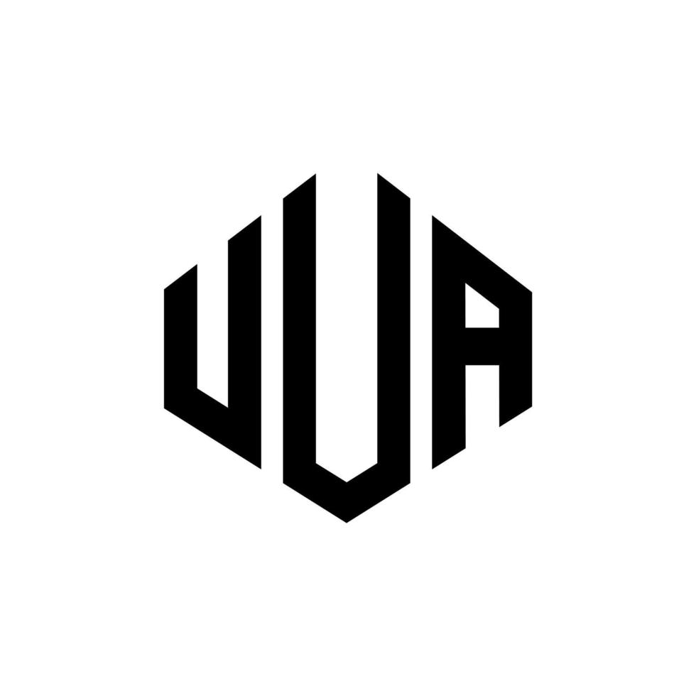 création de logo de lettre uua avec forme de polygone. création de logo en forme de polygone et de cube uua. modèle de logo vectoriel uua hexagone couleurs blanches et noires. monogramme uua, logo d'entreprise et immobilier.