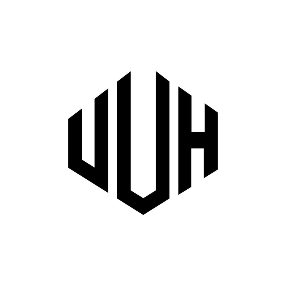 création de logo de lettre uuh avec forme de polygone. création de logo en forme de polygone et de cube. uuh modèle de logo vectoriel hexagonal couleurs blanches et noires. uuh monogramme, logo d'entreprise et immobilier.