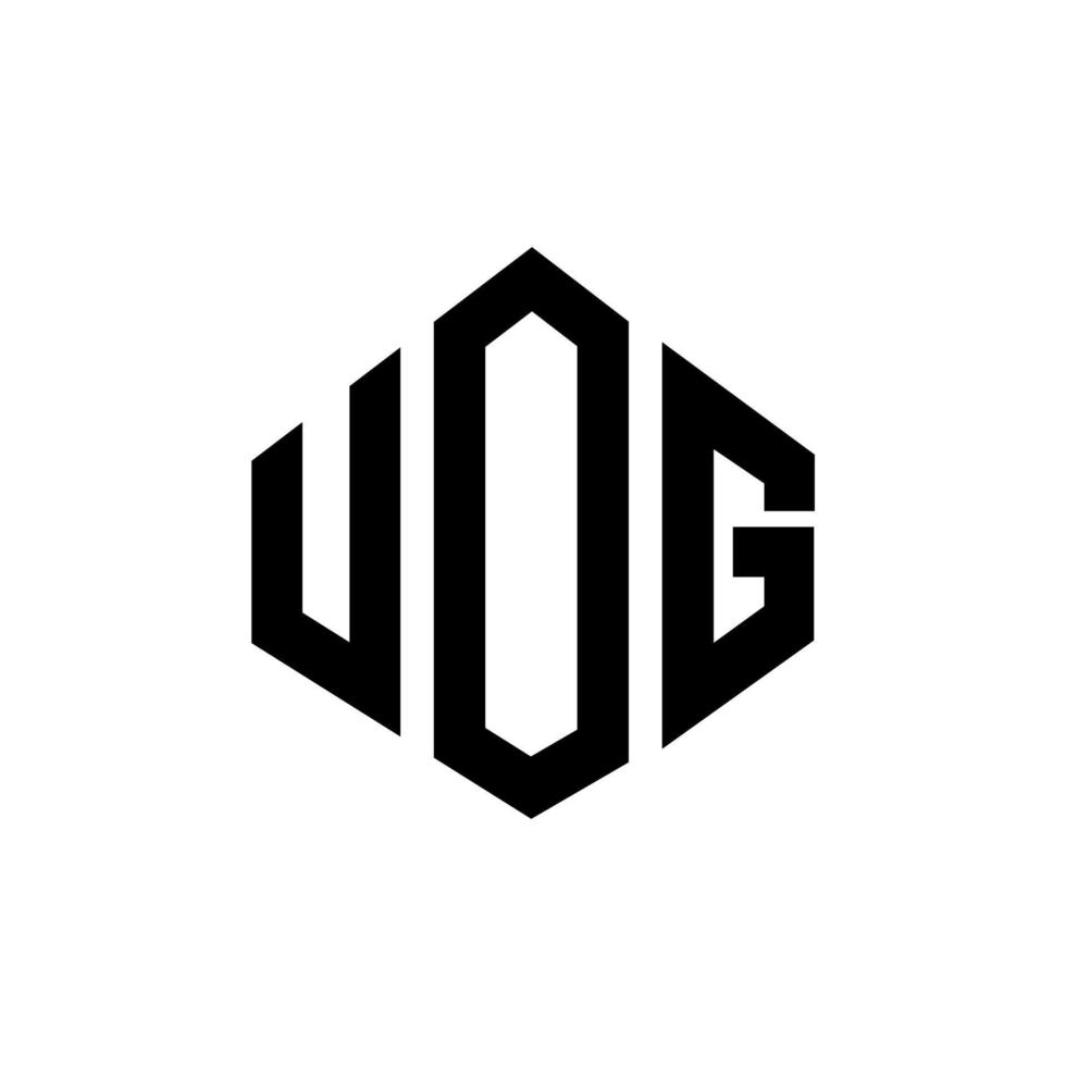 création de logo de lettre uog avec forme de polygone. création de logo en forme de polygone et de cube uog. modèle de logo vectoriel uog hexagone couleurs blanches et noires. monogramme uog, logo d'entreprise et immobilier.