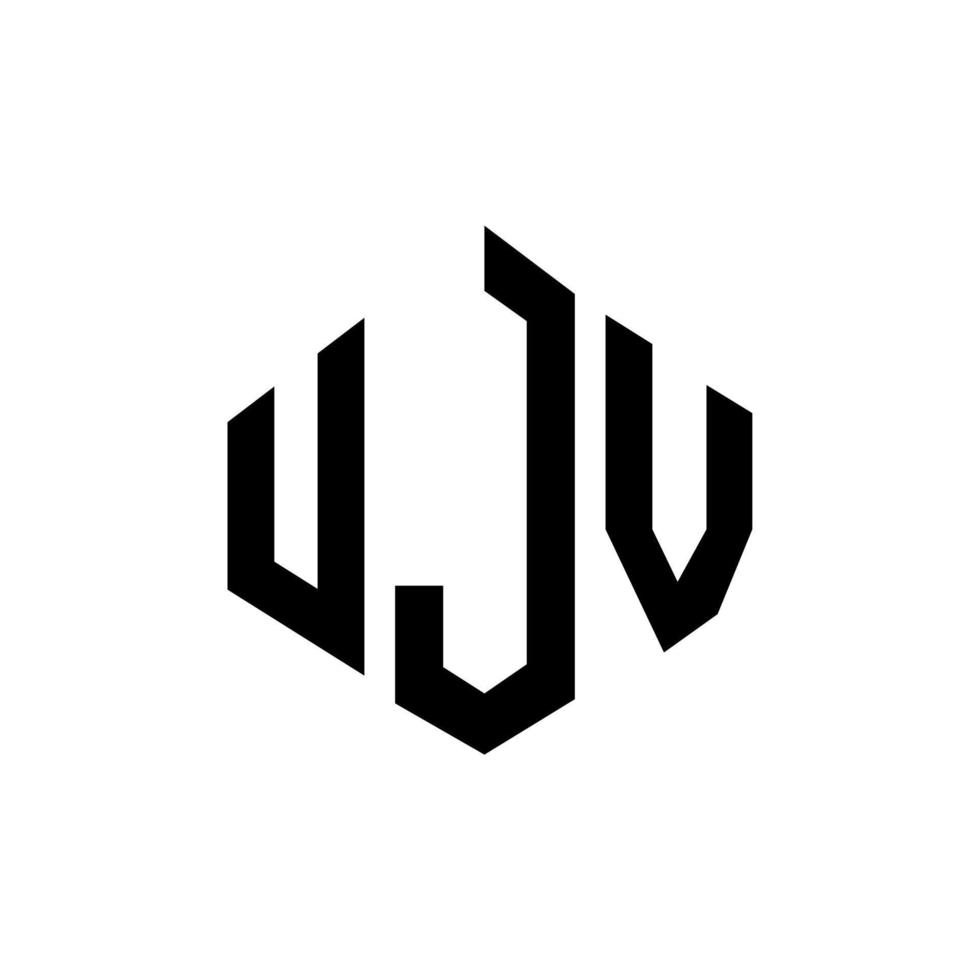 création de logo de lettre ujv avec forme de polygone. création de logo en forme de polygone et de cube ujv. modèle de logo vectoriel hexagone ujv couleurs blanches et noires. monogramme ujv, logo d'entreprise et immobilier.