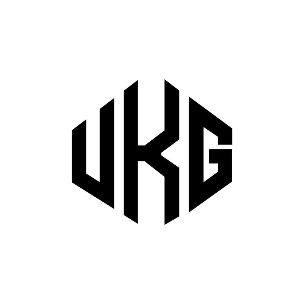 création de logo de lettre ukg avec forme de polygone. création de logo en forme de polygone et de cube ukg. modèle de logo vectoriel hexagone ukg couleurs blanches et noires. monogramme ukg, logo d'entreprise et immobilier.