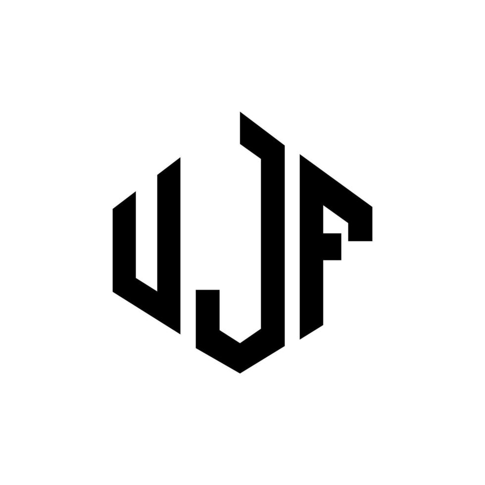 création de logo de lettre ujf avec forme de polygone. création de logo en forme de polygone et de cube ujf. modèle de logo vectoriel hexagone ujf couleurs blanches et noires. monogramme ujf, logo d'entreprise et immobilier.