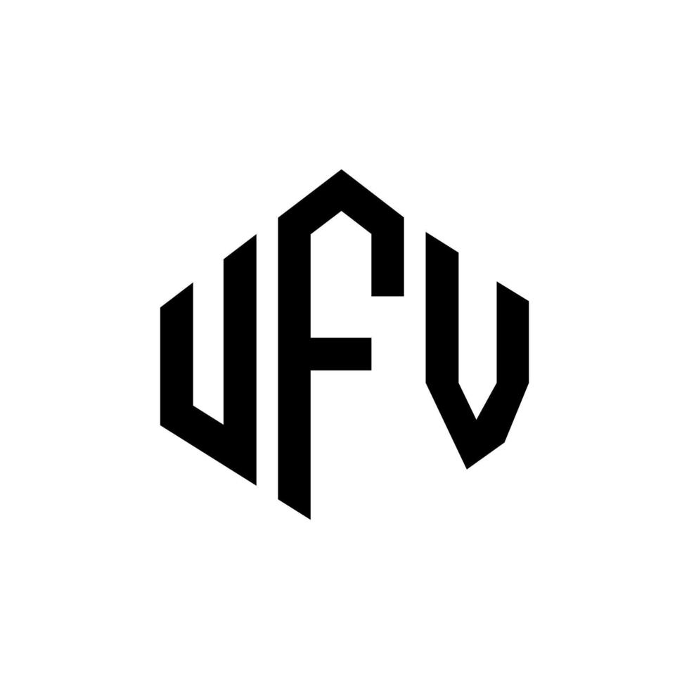 création de logo de lettre ufv avec forme de polygone. création de logo en forme de polygone et de cube ufv. modèle de logo vectoriel ufv hexagone couleurs blanches et noires. monogramme ufv, logo commercial et immobilier.