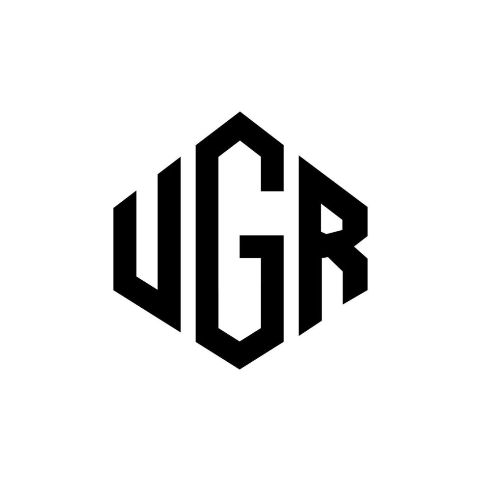 création de logo de lettre ugr avec forme de polygone. création de logo en forme de polygone et de cube ugr. modèle de logo vectoriel hexagone ugr couleurs blanches et noires. monogramme ugr, logo commercial et immobilier.
