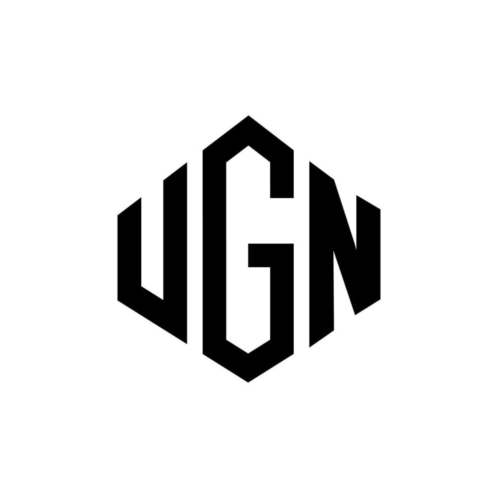 création de logo de lettre ugn avec forme de polygone. création de logo en forme de polygone et de cube ugn. modèle de logo vectoriel ugn hexagone couleurs blanches et noires. monogramme ugn, logo commercial et immobilier.