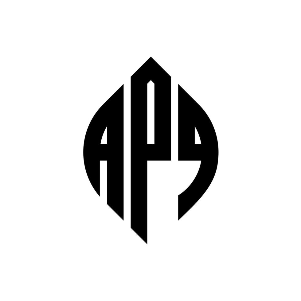 création de logo de lettre de cercle apq avec forme de cercle et d'ellipse. lettres d'ellipse apq avec style typographique. les trois initiales forment un logo circulaire. apq cercle emblème abstrait monogramme lettre marque vecteur. vecteur