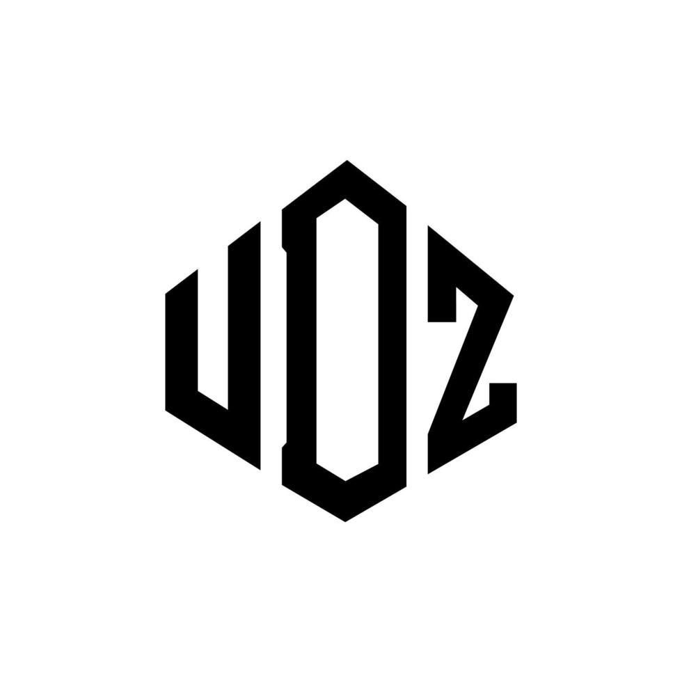 création de logo de lettre udz avec forme de polygone. création de logo en forme de polygone et de cube udz. modèle de logo vectoriel udz hexagone couleurs blanches et noires. monogramme udz, logo d'entreprise et immobilier.