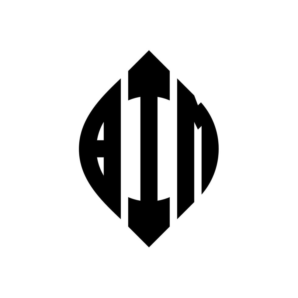 création de logo de lettre de cercle bim avec forme de cercle et d'ellipse. lettres bim ellipse avec style typographique. les trois initiales forment un logo circulaire. emblème de cercle bim vecteur de marque de lettre de monogramme abstrait.
