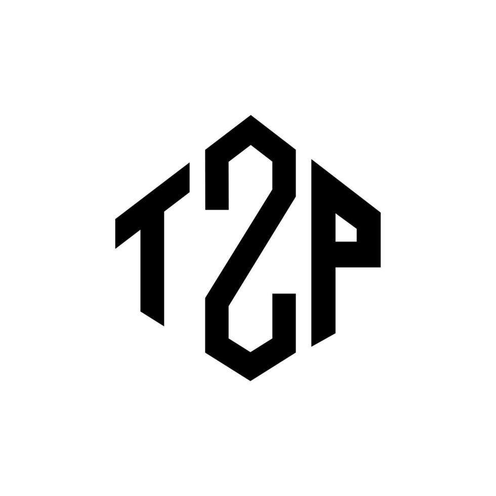 création de logo de lettre tzp avec forme de polygone. création de logo en forme de polygone et de cube tzp. modèle de logo vectoriel tzp hexagone couleurs blanches et noires. monogramme tzp, logo d'entreprise et immobilier.