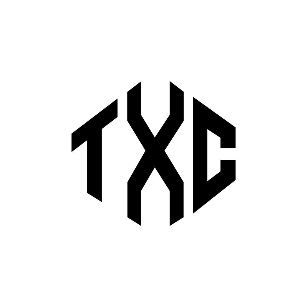 création de logo de lettre txc avec forme de polygone. création de logo en forme de polygone et de cube txc. modèle de logo vectoriel hexagone txc couleurs blanches et noires. monogramme txc, logo d'entreprise et immobilier.