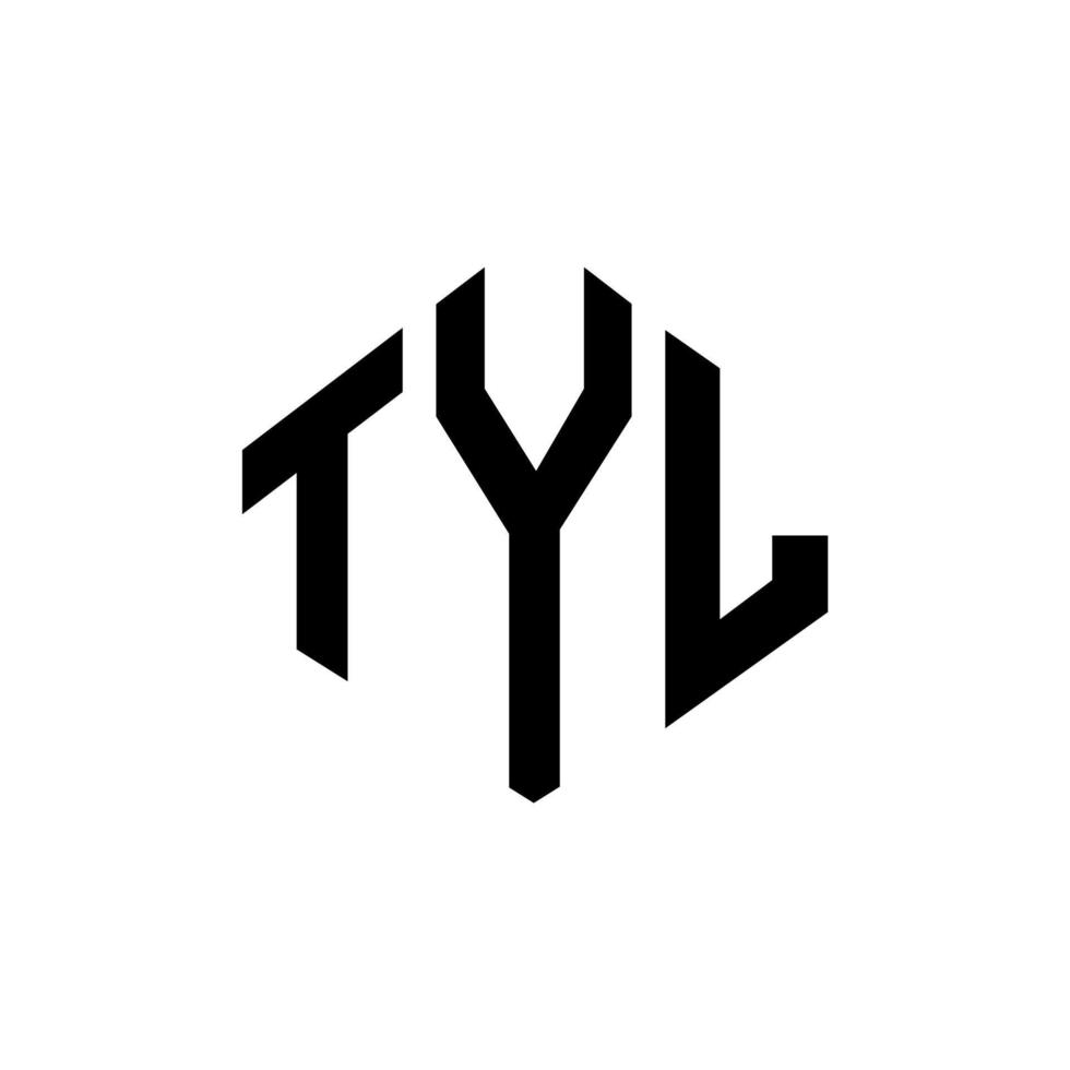 création de logo de lettre tyl avec forme de polygone. création de logo en forme de polygone et de cube tyl. modèle de logo vectoriel tyl hexagone couleurs blanches et noires. monogramme tyl, logo d'entreprise et immobilier.