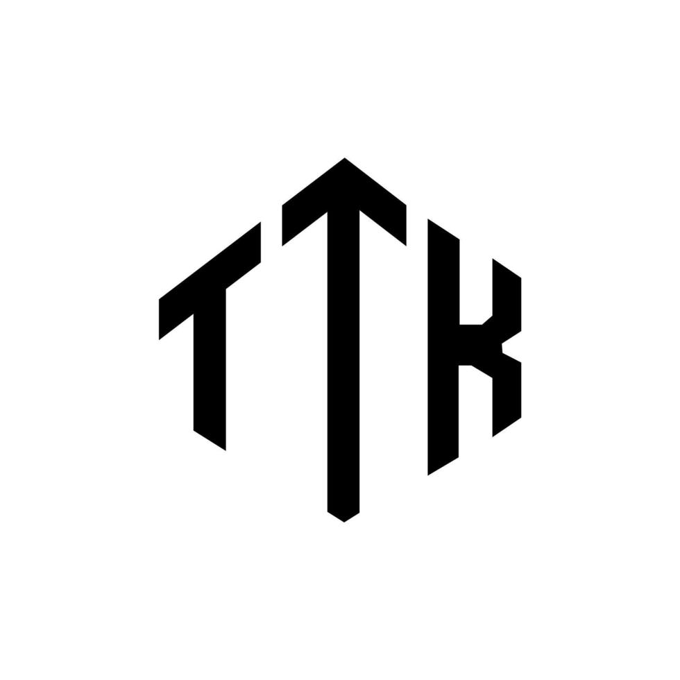 création de logo de lettre ttk avec forme de polygone. création de logo en forme de polygone et de cube ttk. modèle de logo vectoriel ttk hexagone couleurs blanches et noires. monogramme ttk, logo commercial et immobilier.
