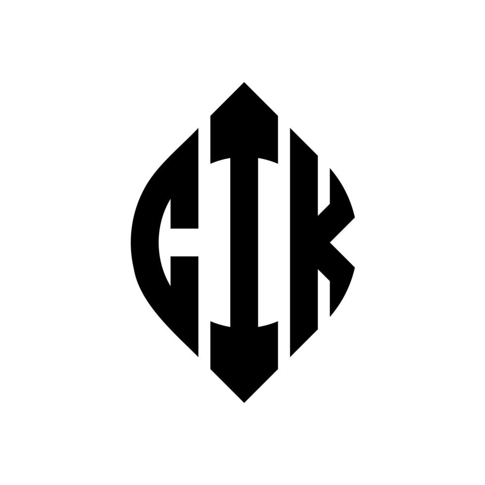 création de logo de lettre de cercle cik avec forme de cercle et d'ellipse. lettres cik ellipse avec style typographique. les trois initiales forment un logo circulaire. cik cercle emblème abstrait monogramme lettre marque vecteur. vecteur