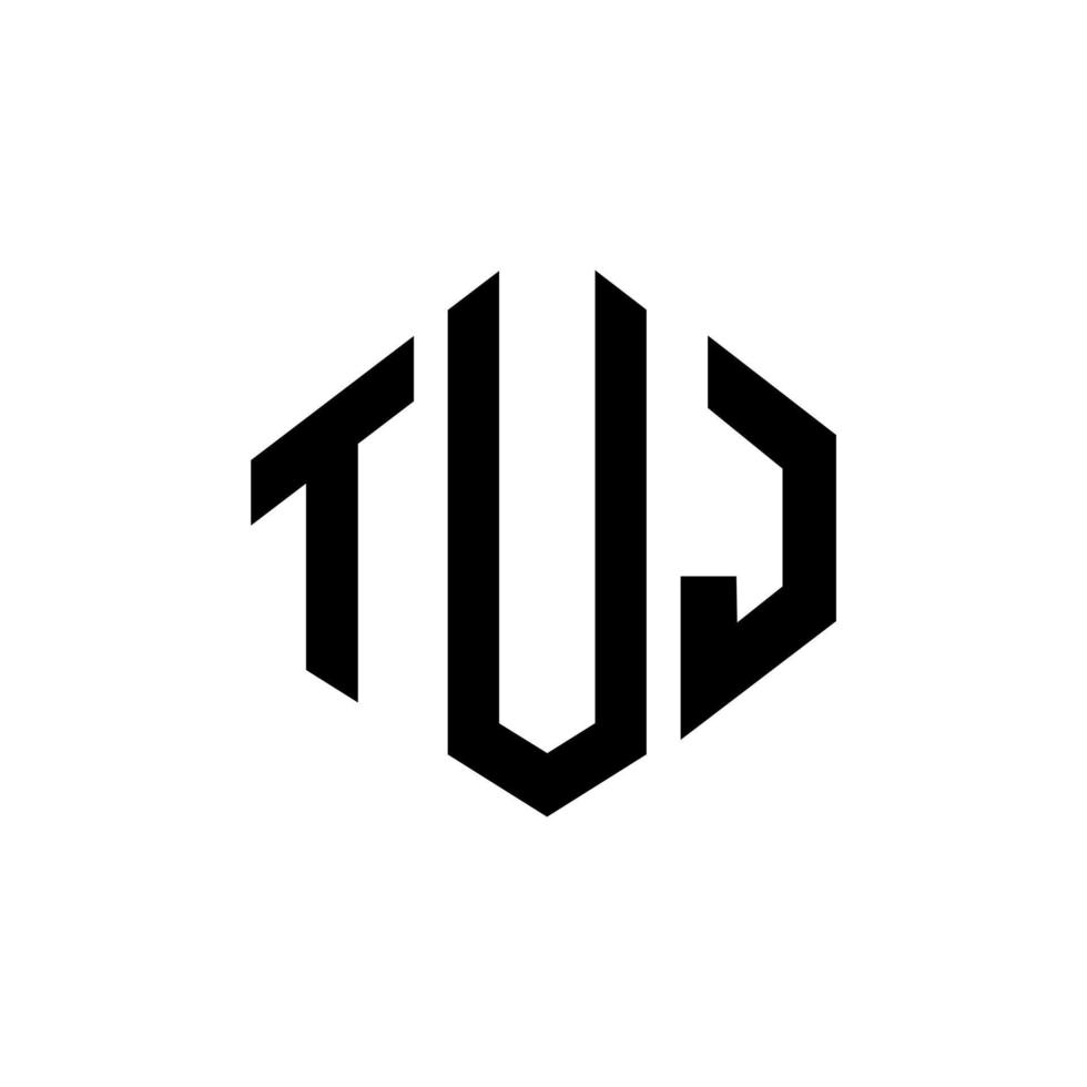 création de logo de lettre tuj avec forme de polygone. création de logo en forme de polygone et de cube tuj. modèle de logo vectoriel tuj hexagone couleurs blanches et noires. monogramme tuj, logo d'entreprise et immobilier.