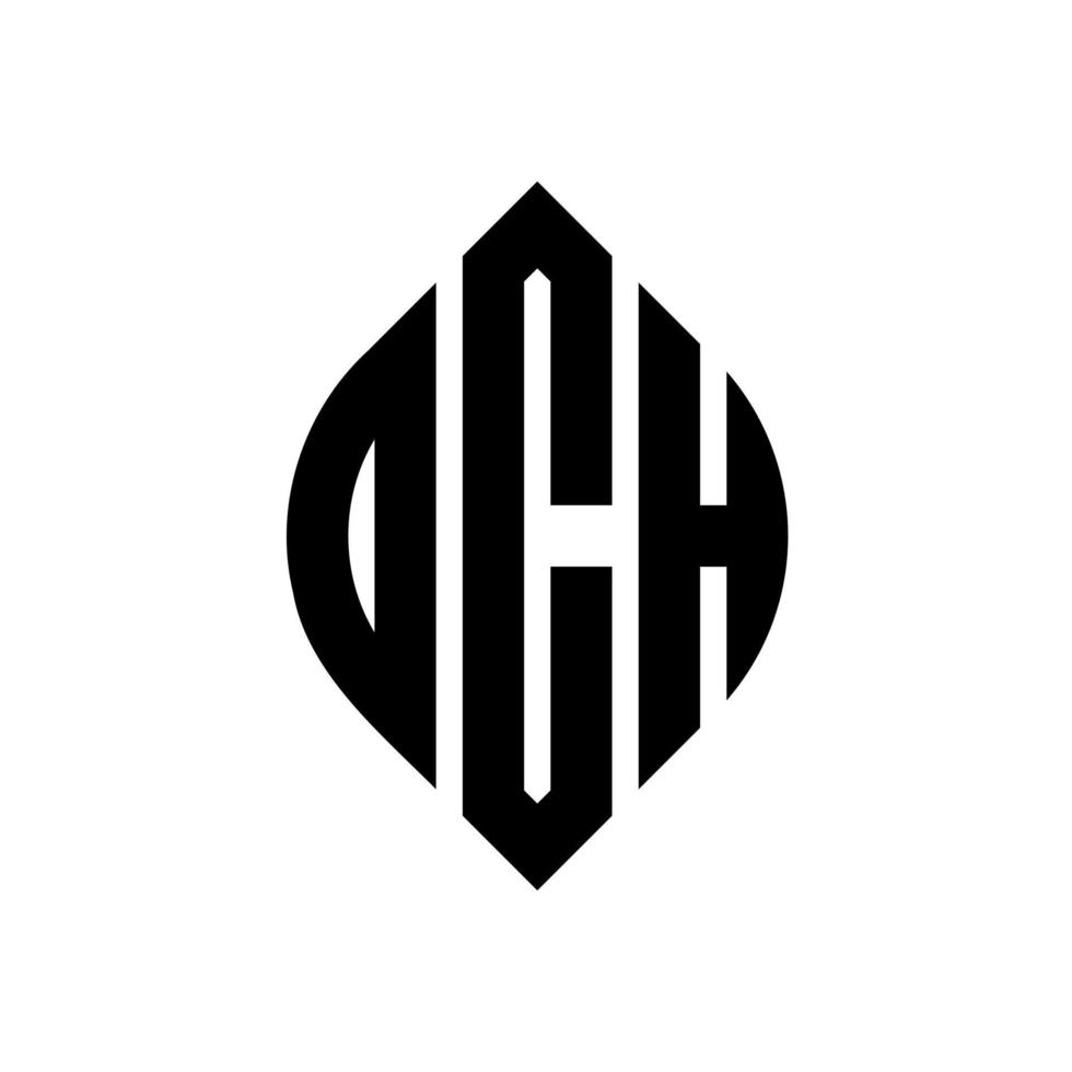 création de logo de lettre de cercle dch avec forme de cercle et d'ellipse. lettres ellipse dch avec style typographique. les trois initiales forment un logo circulaire. dch cercle emblème abstrait monogramme lettre marque vecteur. vecteur