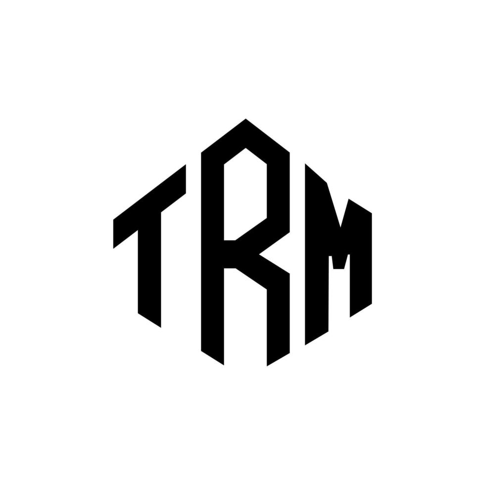 création de logo de lettre trm avec forme de polygone. création de logo en forme de polygone et de cube trm. modèle de logo vectoriel trm hexagone couleurs blanches et noires. monogramme trm, logo d'entreprise et immobilier.