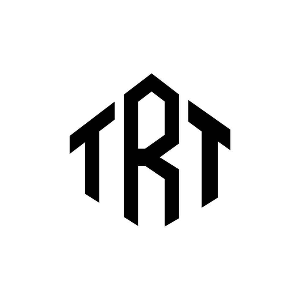 création de logo de lettre trt avec forme de polygone. création de logo en forme de polygone et de cube trt. modèle de logo vectoriel trt hexagone couleurs blanches et noires. monogramme trt, logo d'entreprise et immobilier.