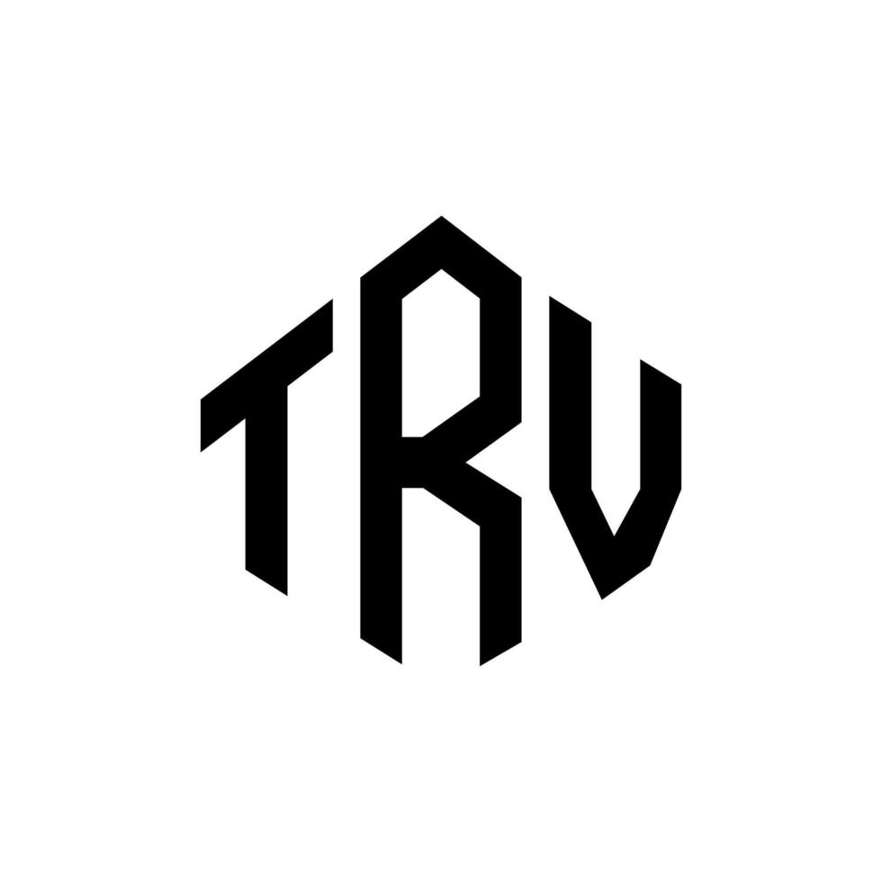 création de logo de lettre trv avec forme de polygone. création de logo en forme de polygone et de cube trv. modèle de logo vectoriel trv hexagone couleurs blanches et noires. monogramme trv, logo d'entreprise et immobilier.