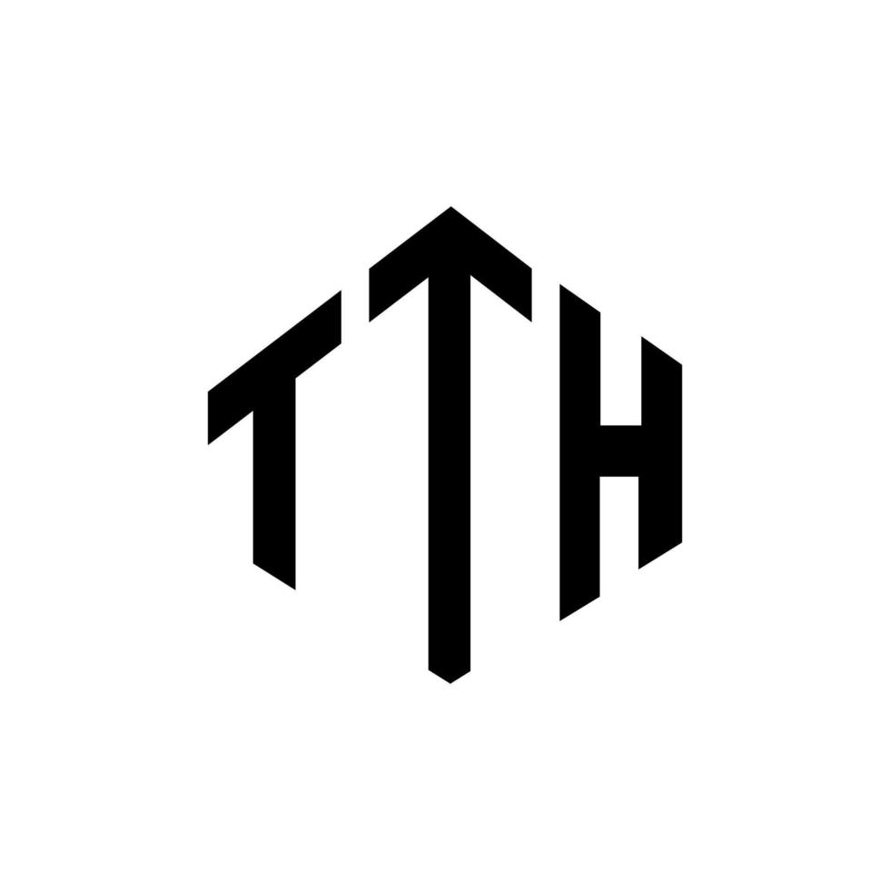 création de logo de lettre tth avec forme de polygone. création de logo en forme de polygone et de cube. modèle de logo vectoriel tth hexagone couleurs blanches et noires. monogramme tth, logo d'entreprise et immobilier.