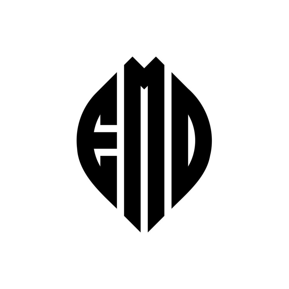 création de logo de lettre de cercle emo avec forme de cercle et d'ellipse. lettres emo ellipse avec style typographique. les trois initiales forment un logo circulaire. emo cercle emblème abstrait monogramme lettre marque vecteur. vecteur