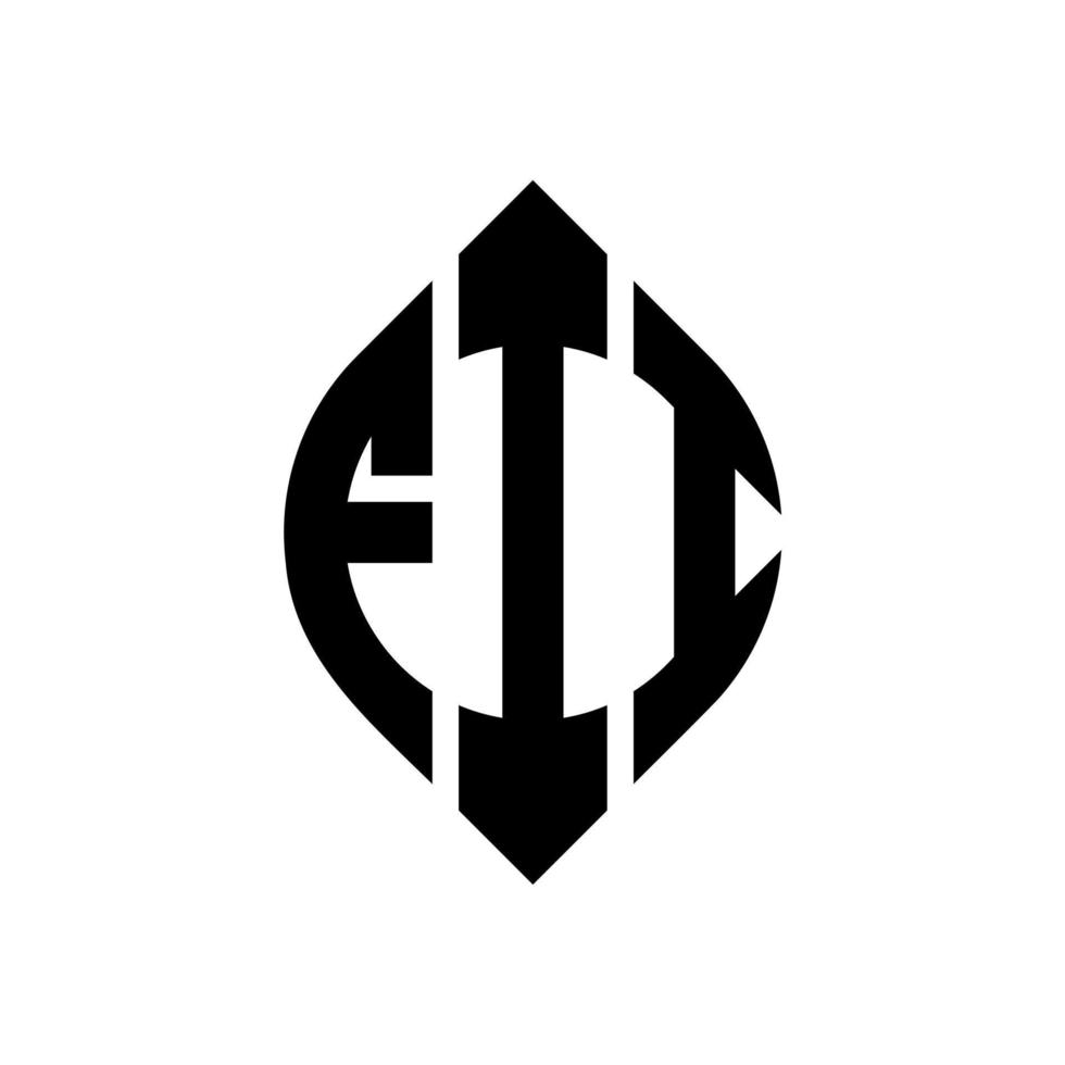 création de logo de lettre de cercle fii avec forme de cercle et d'ellipse. lettres d'ellipse fii avec style typographique. les trois initiales forment un logo circulaire. fii cercle emblème abstrait monogramme lettre marque vecteur. vecteur