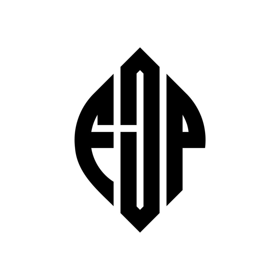 création de logo de lettre de cercle fjp avec forme de cercle et d'ellipse. lettres d'ellipse fjp avec style typographique. les trois initiales forment un logo circulaire. fjp cercle emblème abstrait monogramme lettre marque vecteur. vecteur