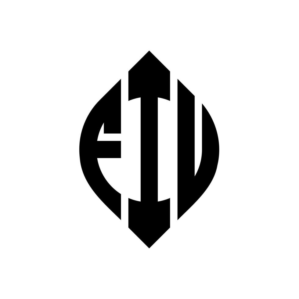 création de logo de lettre de cercle fiu avec forme de cercle et d'ellipse. lettres d'ellipse fiu avec style typographique. les trois initiales forment un logo circulaire. fiu cercle emblème abstrait monogramme lettre marque vecteur. vecteur