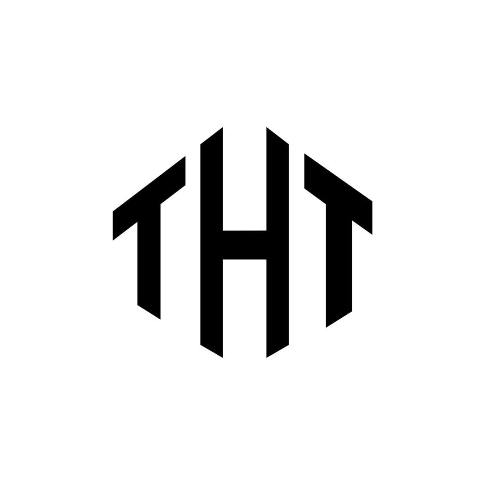 création de logo de lettre tht avec forme de polygone. création de logo en forme de polygone et de cube. modèle de logo vectoriel tht hexagone couleurs blanches et noires. monogramme tht, logo d'entreprise et immobilier.