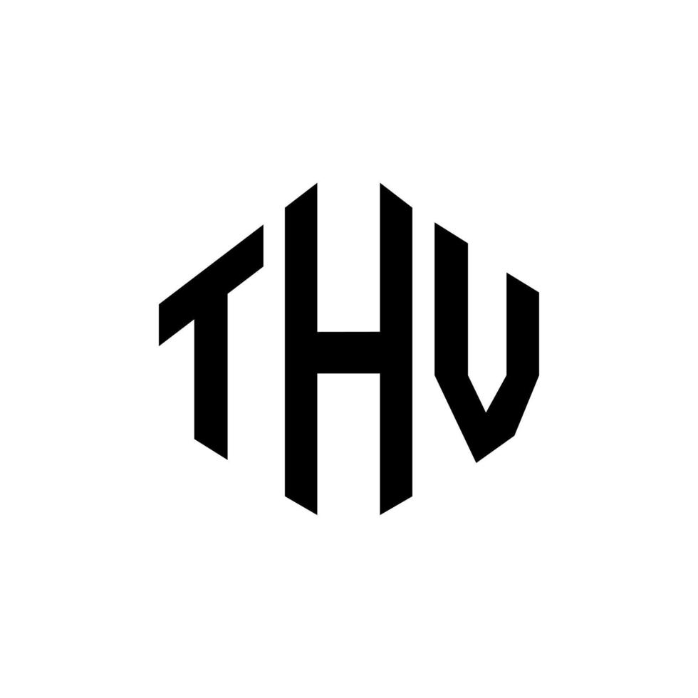 création de logo de lettre thv avec forme de polygone. création de logo en forme de polygone et de cube thv. modèle de logo vectoriel thv hexagone couleurs blanches et noires. monogramme thv, logo d'entreprise et immobilier.