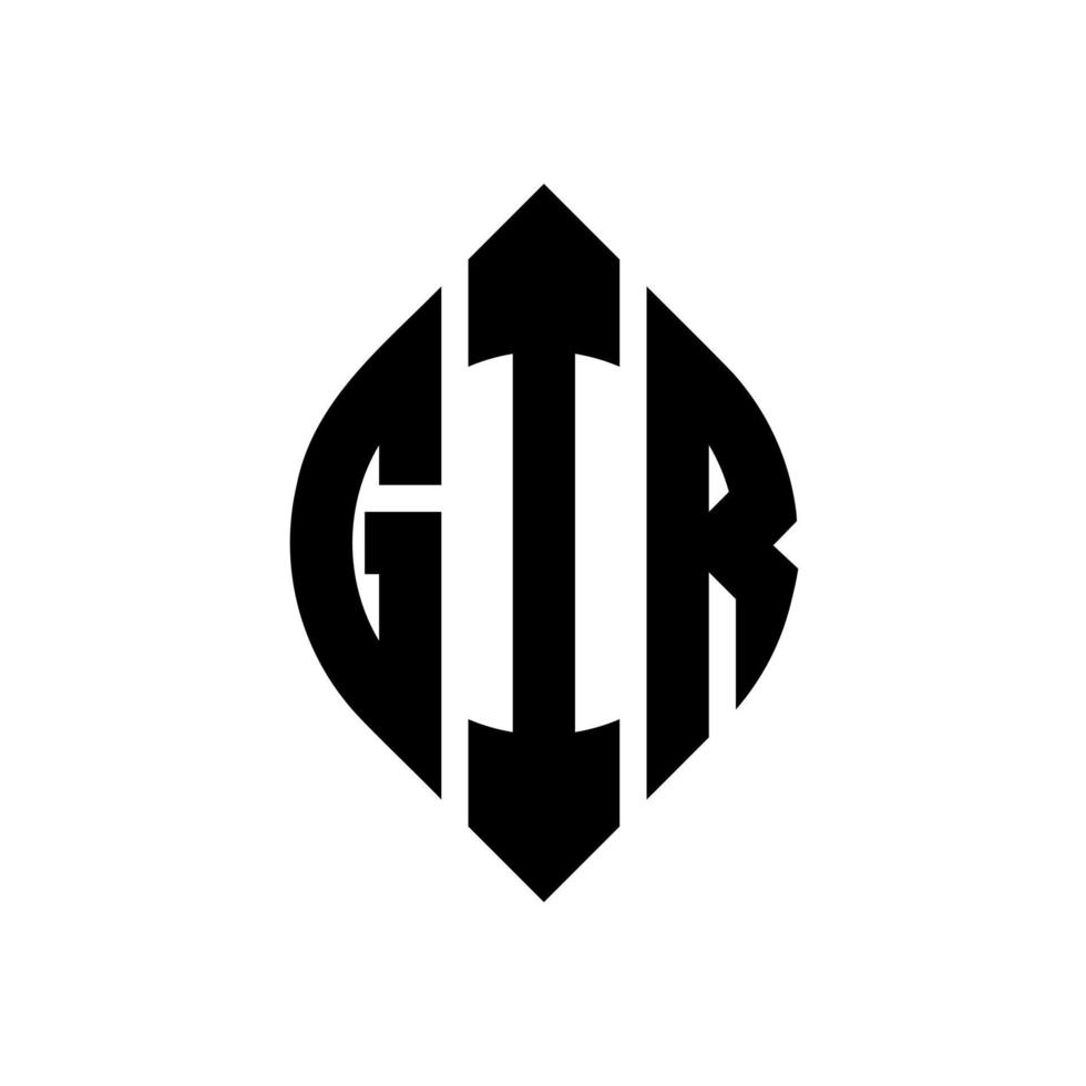 création de logo de lettre de cercle gir avec forme de cercle et d'ellipse. lettres d'ellipse gir avec style typographique. les trois initiales forment un logo circulaire. gir cercle emblème abstrait monogramme lettre marque vecteur. vecteur