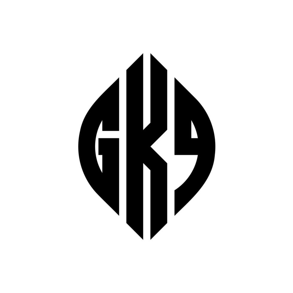 création de logo de lettre de cercle gkq avec forme de cercle et d'ellipse. lettres ellipse gkq avec style typographique. les trois initiales forment un logo circulaire. gkq cercle emblème abstrait monogramme lettre marque vecteur. vecteur