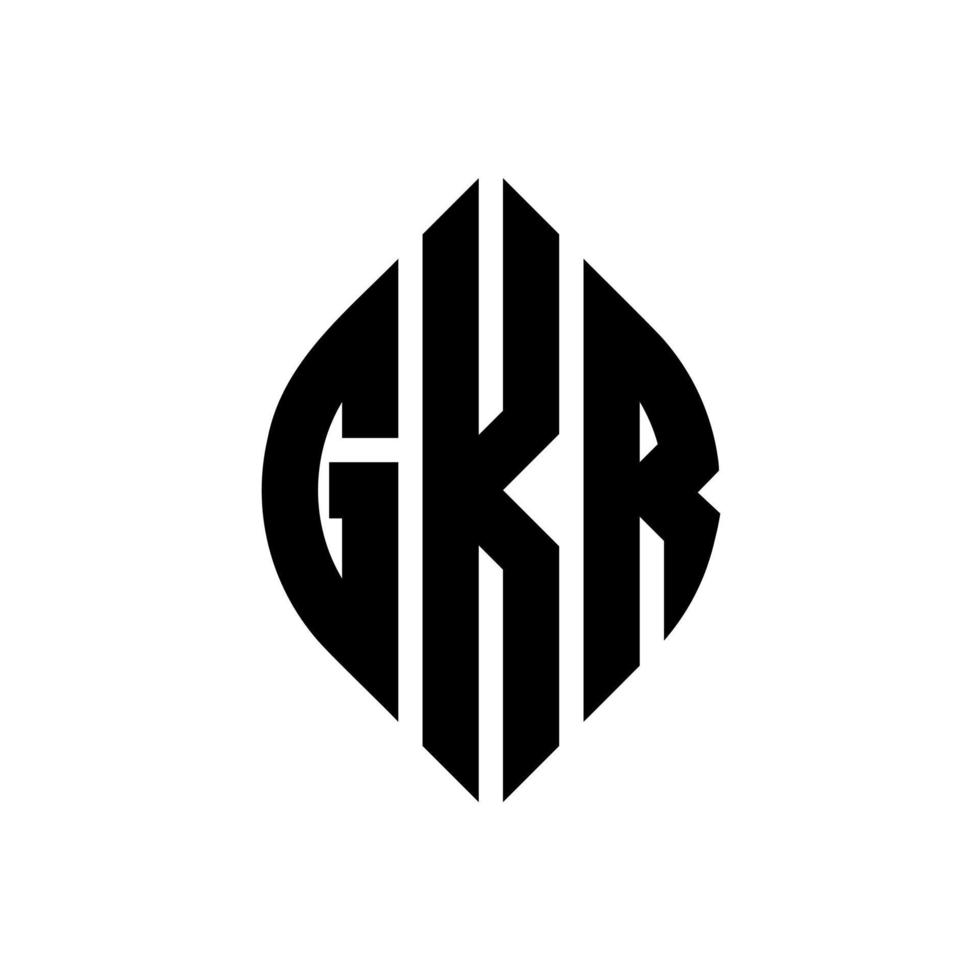 création de logo de lettre de cercle gkr avec forme de cercle et d'ellipse. lettres ellipse gkr avec style typographique. les trois initiales forment un logo circulaire. gkr cercle emblème abstrait monogramme lettre marque vecteur. vecteur