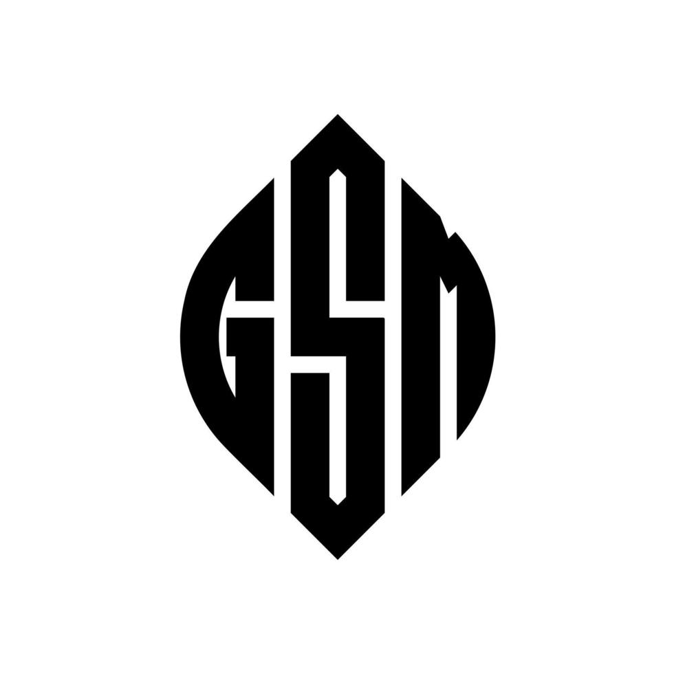 création de logo de lettre de cercle gsm avec forme de cercle et d'ellipse. lettres d'ellipse gsm avec style typographique. les trois initiales forment un logo circulaire. gsm cercle emblème abstrait monogramme lettre marque vecteur. vecteur