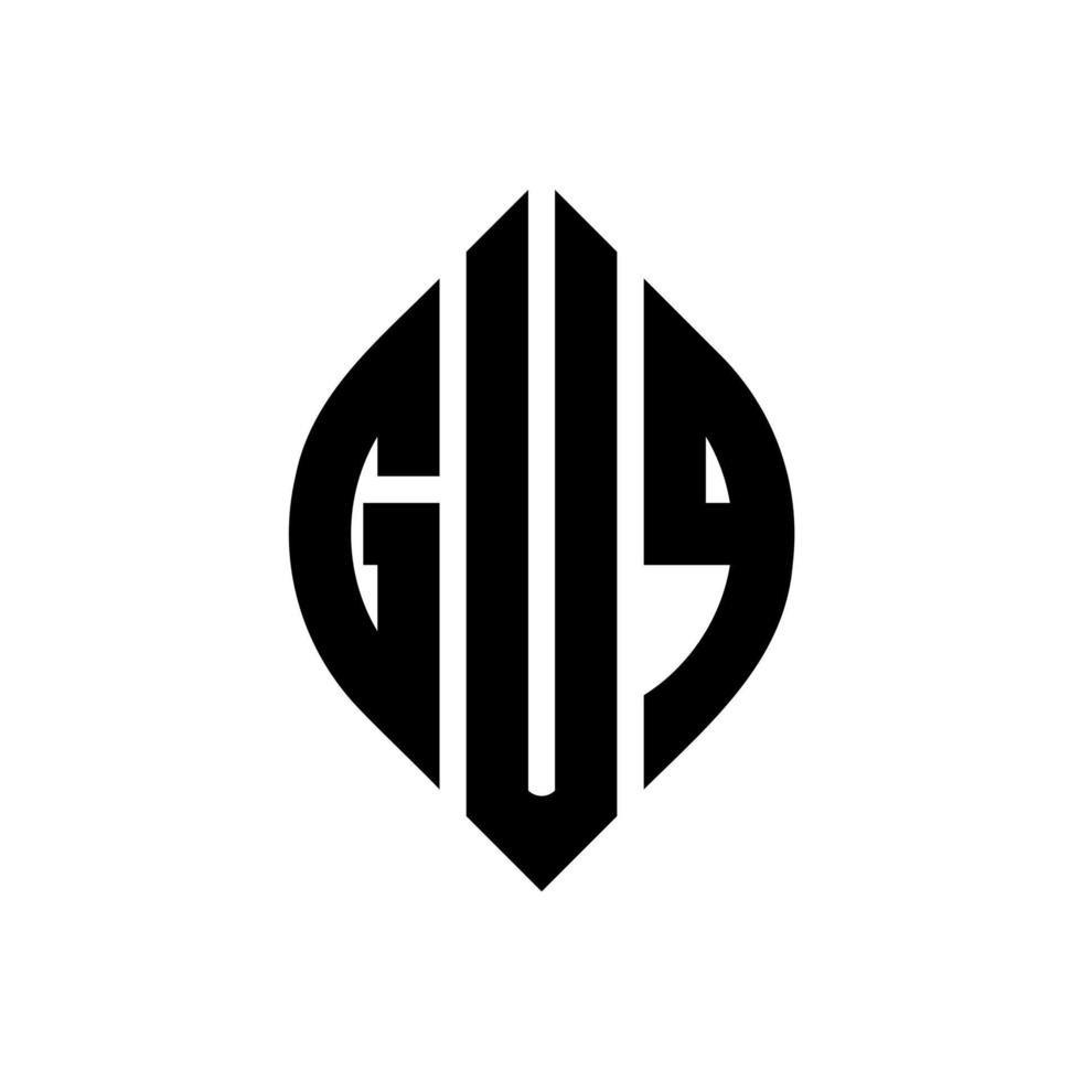 création de logo de lettre de cercle de guq avec la forme de cercle et d'ellipse. lettres guq ellipse avec style typographique. les trois initiales forment un logo circulaire. guq cercle emblème abstrait monogramme lettre marque vecteur. vecteur