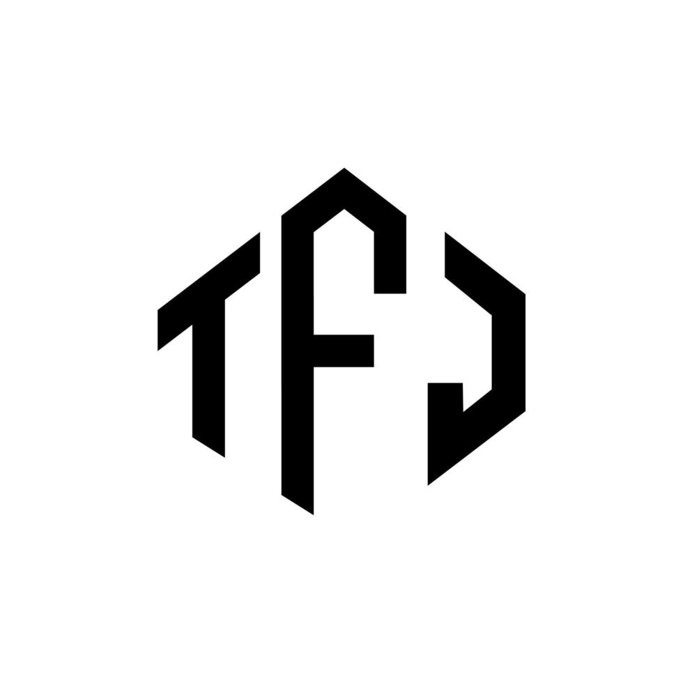 création de logo de lettre tfj avec forme de polygone. création de logo en forme de polygone et de cube tfj. modèle de logo vectoriel hexagone tfj couleurs blanches et noires. monogramme tfj, logo d'entreprise et immobilier.