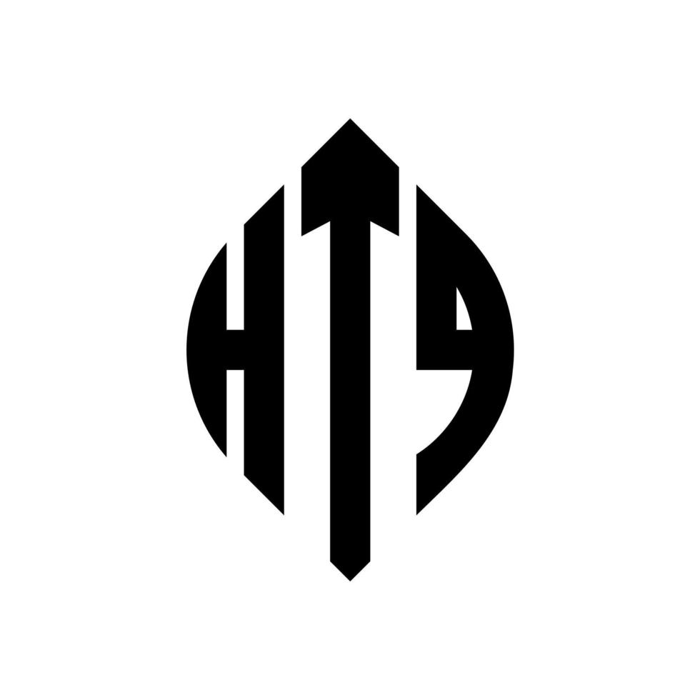 création de logo de lettre de cercle htq avec forme de cercle et d'ellipse. lettres htq ellipse avec style typographique. les trois initiales forment un logo circulaire. htq cercle emblème abstrait monogramme lettre marque vecteur. vecteur