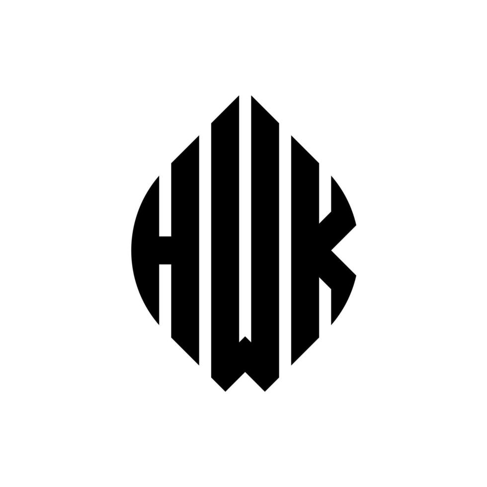 création de logo de lettre hwk cercle avec forme de cercle et d'ellipse. lettres d'ellipse hwk avec style typographique. les trois initiales forment un logo circulaire. hwk cercle emblème abstrait monogramme lettre marque vecteur. vecteur