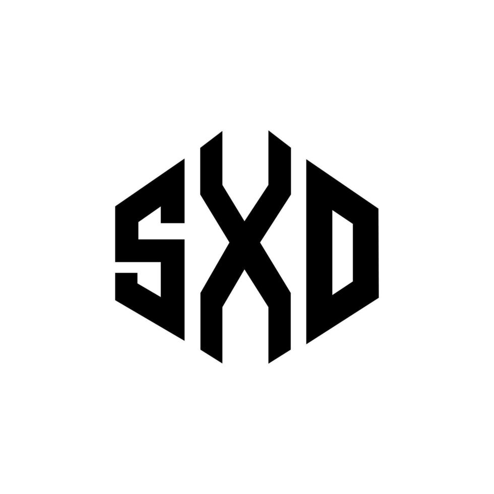 création de logo de lettre sxo avec forme de polygone. création de logo en forme de polygone et de cube sxo. modèle de logo vectoriel hexagone sxo couleurs blanches et noires. monogramme sxo, logo d'entreprise et immobilier.