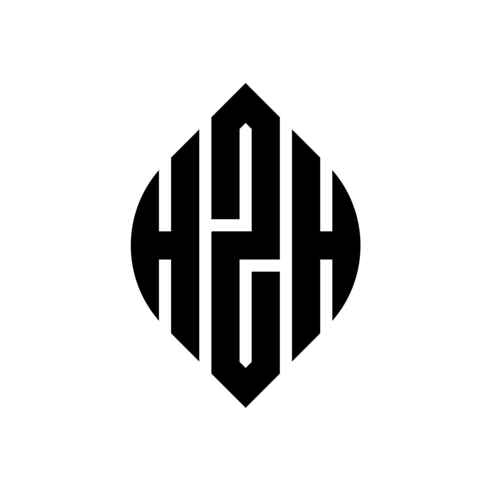 création de logo de lettre hzh cercle avec forme de cercle et d'ellipse. lettres d'ellipse hzh avec style typographique. les trois initiales forment un logo circulaire. hzh cercle emblème abstrait monogramme lettre marque vecteur. vecteur
