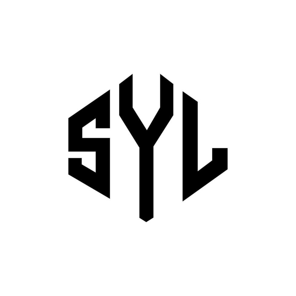 création de logo de lettre syl avec forme de polygone. création de logo en forme de polygone et de cube syl. modèle de logo vectoriel syl hexagone couleurs blanches et noires. monogramme syl, logo d'entreprise et immobilier.