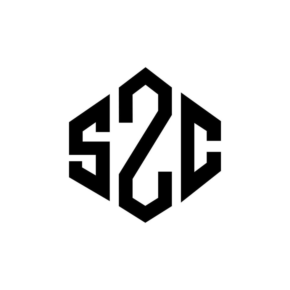 création de logo de lettre szc avec forme de polygone. création de logo en forme de polygone et de cube szc. modèle de logo vectoriel hexagone szc couleurs blanches et noires. monogramme szc, logo commercial et immobilier.