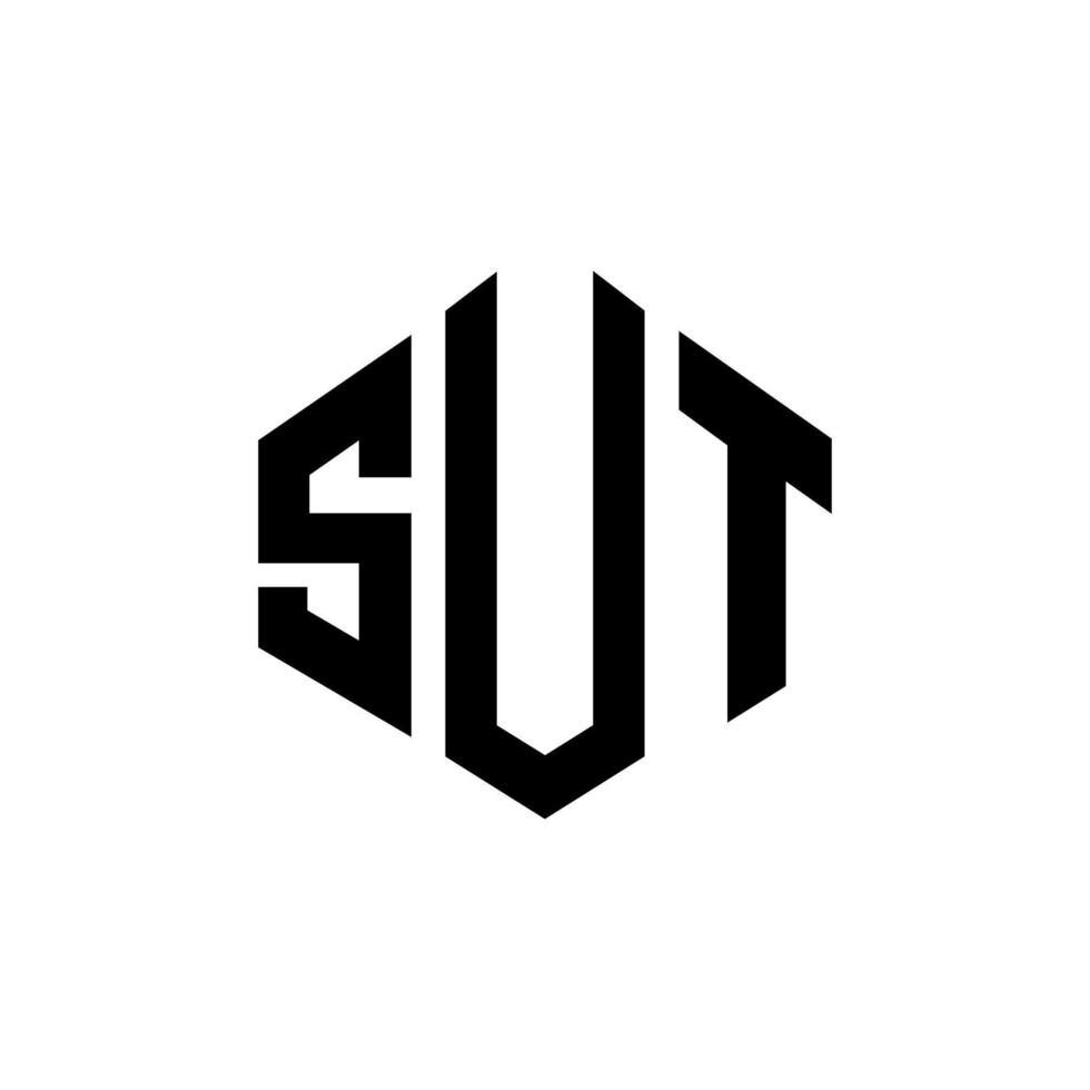 création de logo de lettre sut avec forme de polygone. sut création de logo en forme de polygone et de cube. modèle de logo vectoriel sut hexagone couleurs blanches et noires. monogramme sut, logo d'entreprise et immobilier.