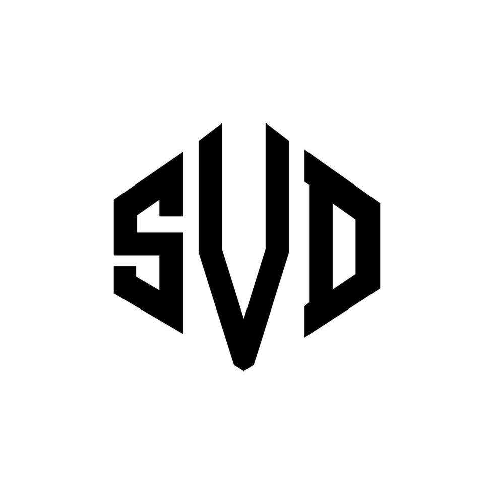 création de logo de lettre svd avec forme de polygone. création de logo en forme de polygone et de cube svd. modèle de logo vectoriel hexagone svd couleurs blanches et noires. monogramme svd, logo d'entreprise et immobilier.