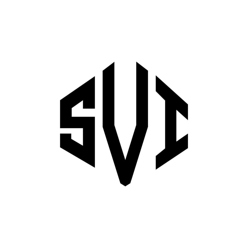 création de logo de lettre svi avec forme de polygone. création de logo en forme de polygone et de cube svi. modèle de logo vectoriel hexagone svi couleurs blanches et noires. monogramme svi, logo d'entreprise et immobilier.