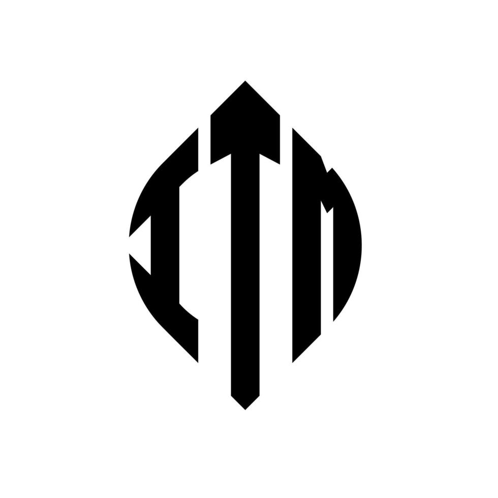 création de logo de lettre itm cercle avec forme de cercle et d'ellipse. itm lettres ellipse avec style typographique. les trois initiales forment un logo circulaire. itm cercle emblème abstrait monogramme lettre marque vecteur. vecteur