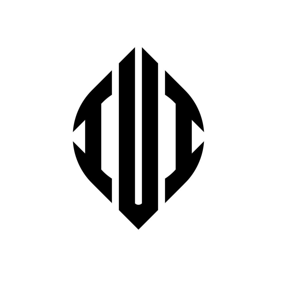 création de logo de lettre de cercle iui avec forme de cercle et d'ellipse. lettres d'ellipse iui avec style typographique. les trois initiales forment un logo circulaire. iui cercle emblème abstrait monogramme lettre marque vecteur. vecteur