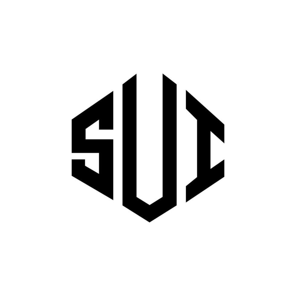 création de logo de lettre sui avec forme de polygone. création de logo en forme de polygone et de cube sui. modèle de logo vectoriel sui hexagone couleurs blanches et noires. monogramme sui, logo d'entreprise et immobilier.